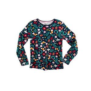 XXL (18) Wonder Nation Christmas Holiday Long Sleeve Girls Top Wreath Stocking G